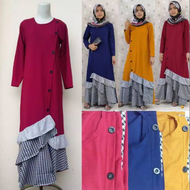 Gamis Kancing rempel bawah