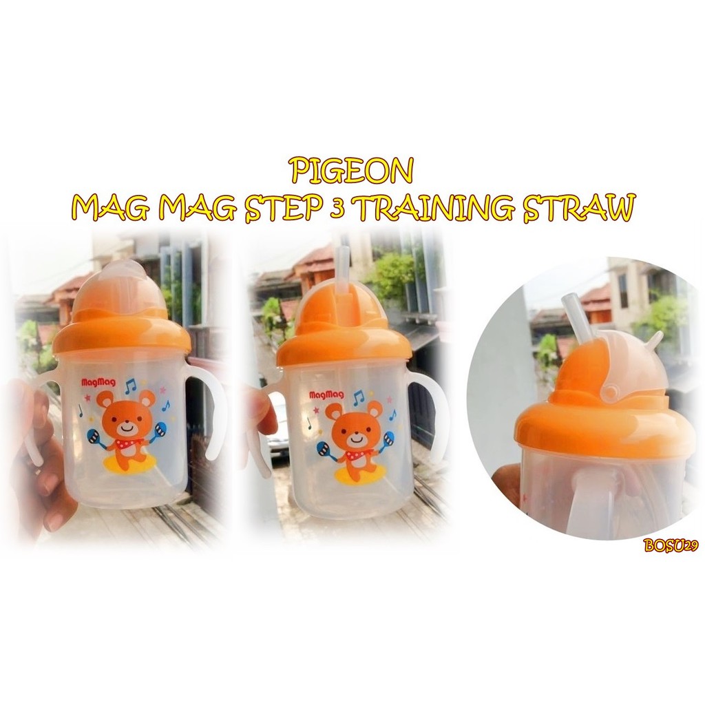 BOSU29 BOTOL SEDOTAN PIGEON MAG MAG STEP 3 TRAINING STRAW 180 ML