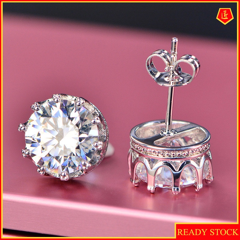 [Ready Stock]Simple 1 Karat Moissanite Crown Stud Earring