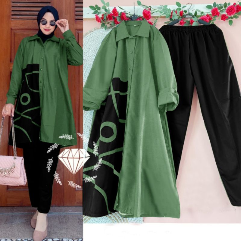 ciayo~A9 - Marion Big Set Mocca Maroon (XL) Matt moscrepe full, tunik kemeja Ld114 Pj100 buka kancin