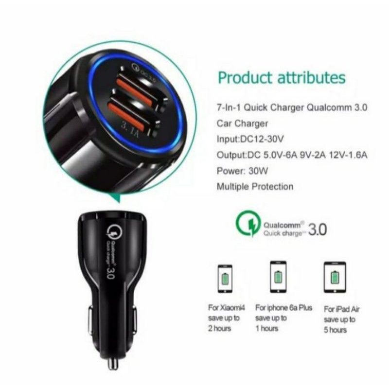 CAR CHARGER 2 PORTS USB QC 3.0 / CHARGER NMAX 2020 XMAX ADV PCX GENIO AEROX-QUALQOM