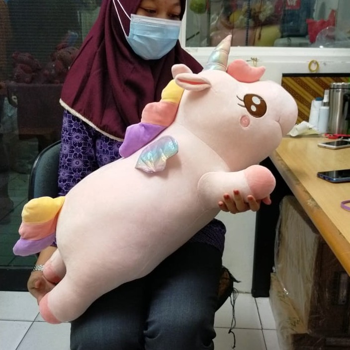 Boneka Lying Unicorn Pelangi Size 75cm/30''boneka unicorn Jumbo/Boneka Unicorn Besar Big/Boneka Karkater