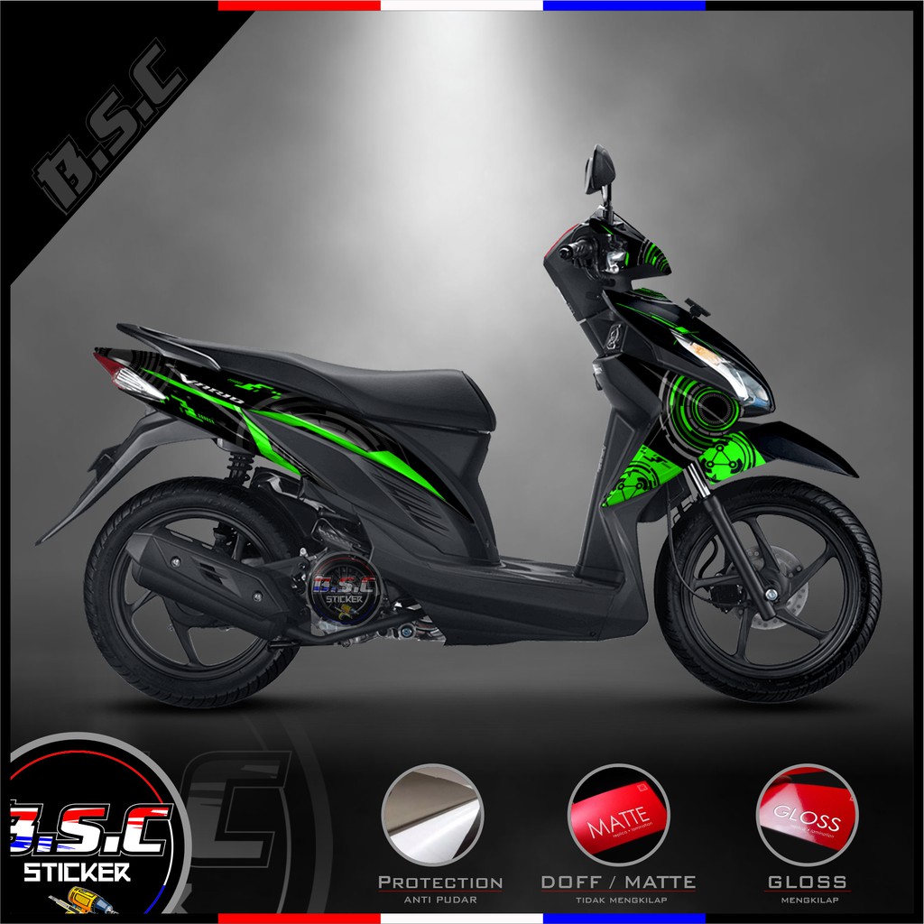 Sticker Motor Stiker Decal FULL BODY Vario 110 ESP Vario Remot Motif Techno Green