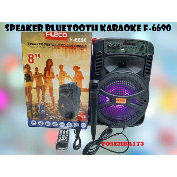 SPEAKER BLUETOOTH AKTIF FLECO F-6690 BONUS MIC / SPEAKER KARAOKE / SPEAKER RAPAT /SPEAKER MEETING
