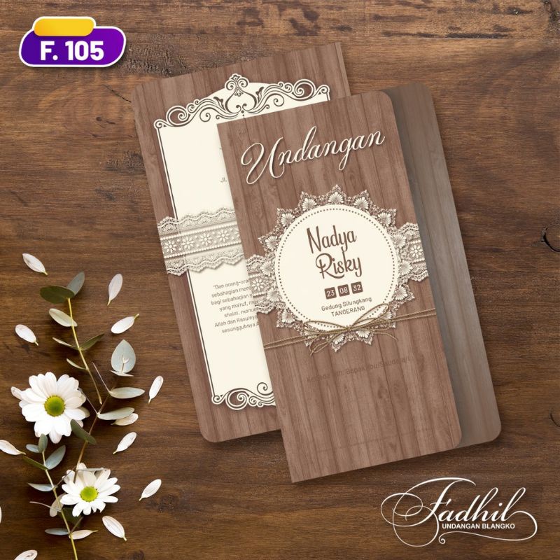 (CETAK) Undangan Pernikahan Murah, Elegant, Unik, Cantik (FADHIL 105)