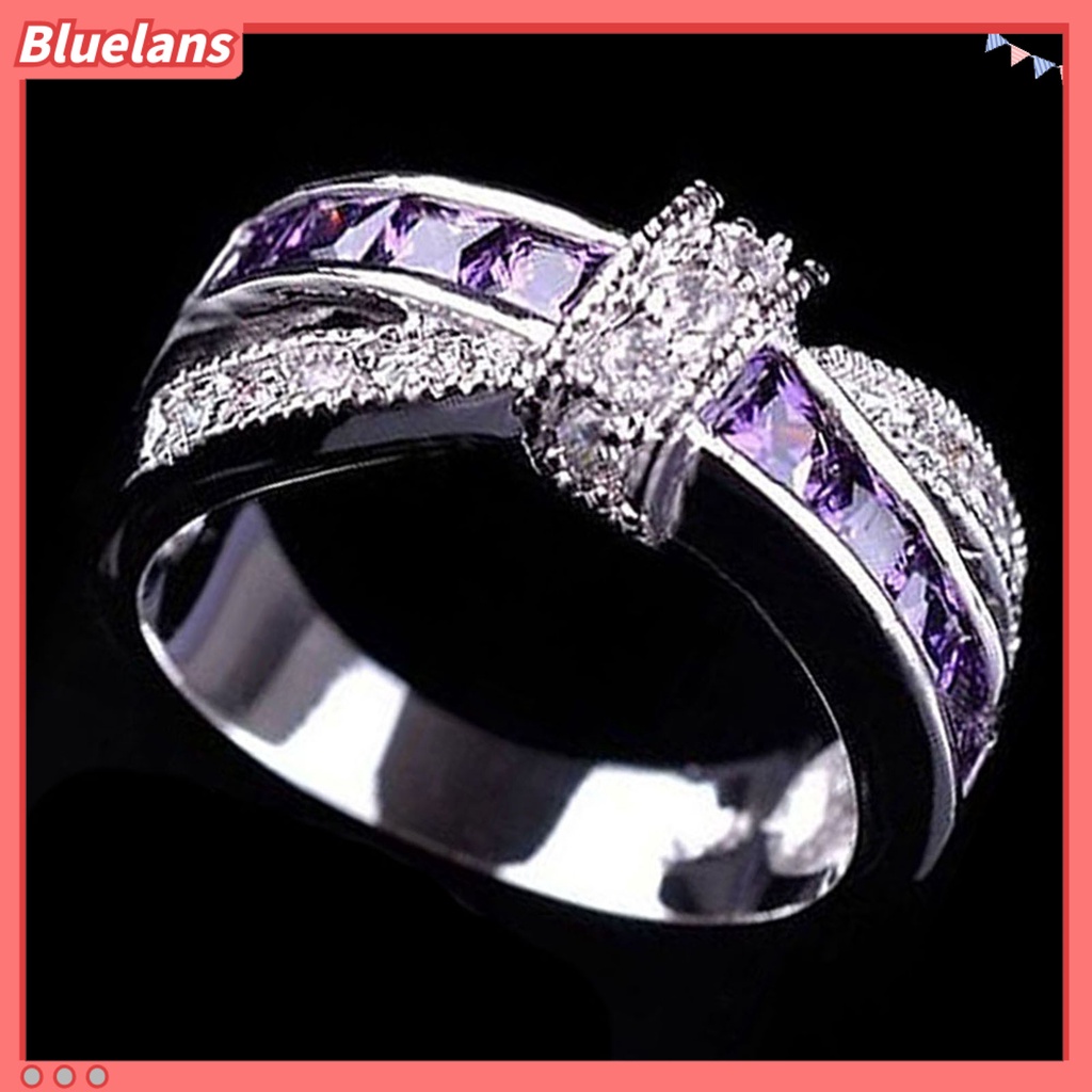 Bluelans Ring Rhinestone Inlaid Decorative Alloy Cross Design Finger Band