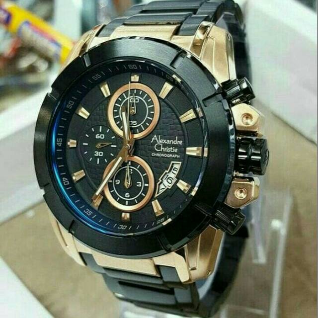 JAM TANGAN PRIA ALEXANDRE CHRISTIE AC 6226 BLACK ROSEGOLD