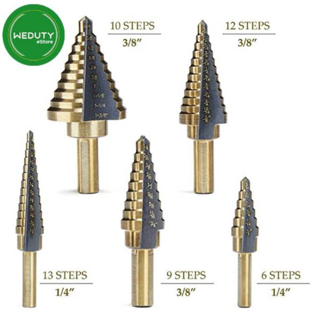 MATA BOR BESI STELL PAGODA SPIRAL HSS TITANIUM 5 PCS IN 1 SET
