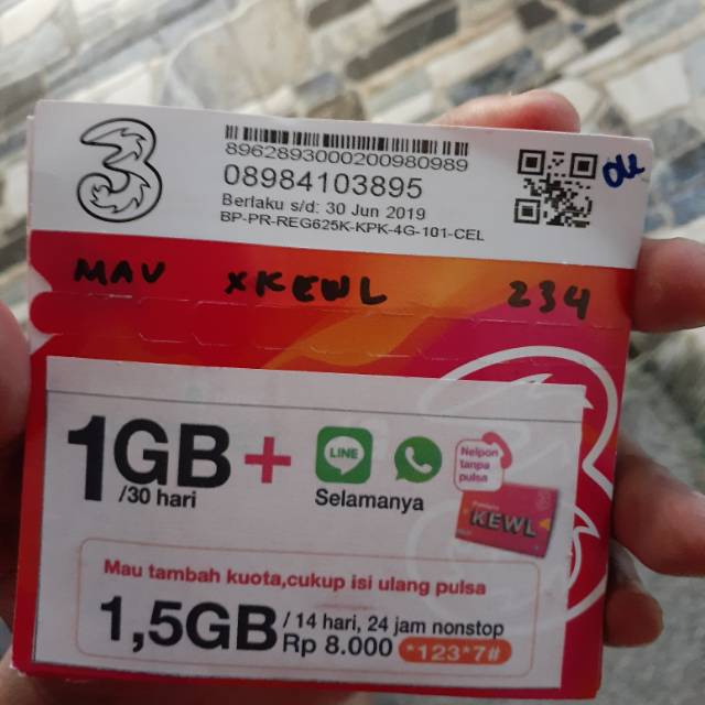 KARTU PERDANA INTERNET TRI 1GB (30 HARI)
