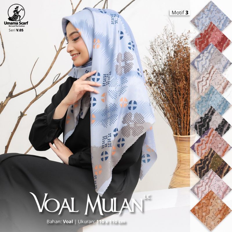 Voal Mulan LC Motif 3 - Hijab Segi Empat Motif Umama (pilih warna)