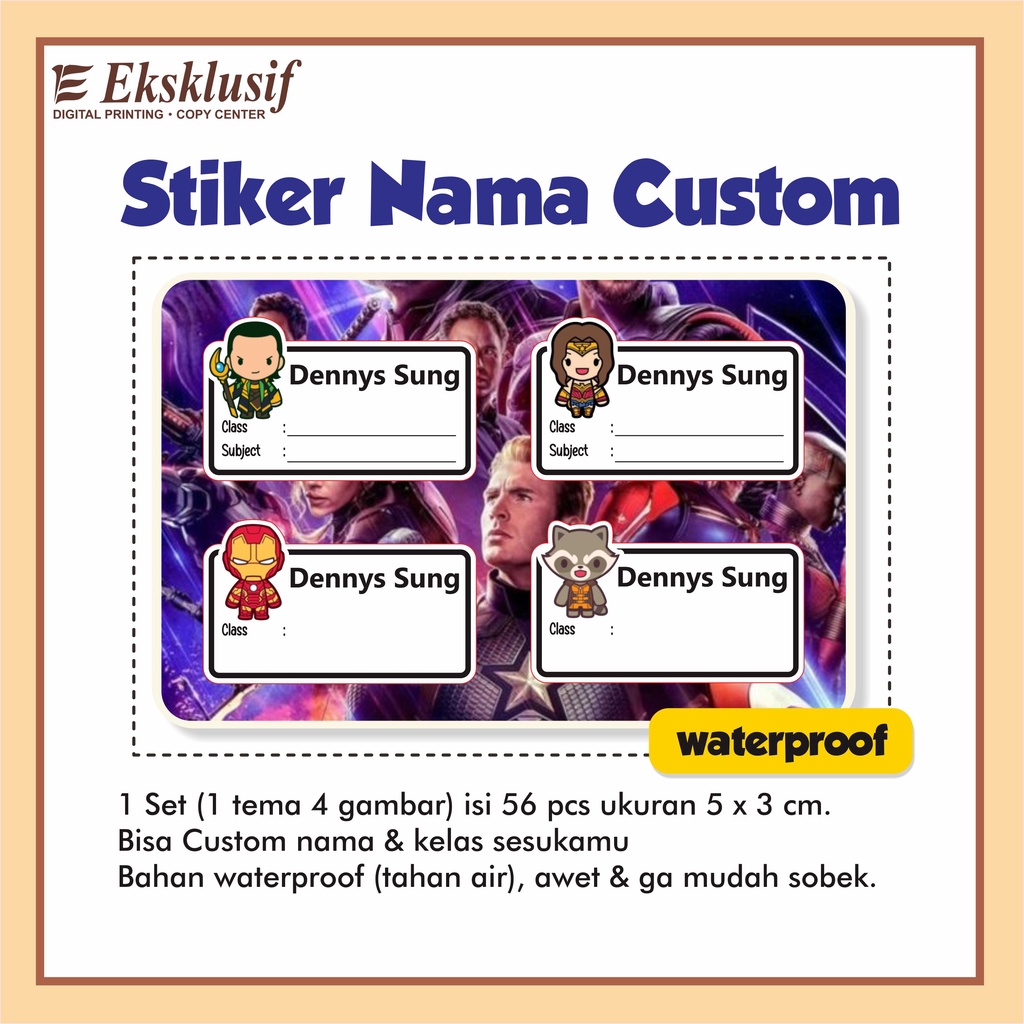 

Stiker Label Nama Anak Karakter Laki-Laki (Custom)