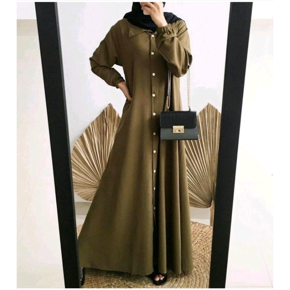 GAMIS NIDIA FULL KANCING BUSUI BUMIL/DRESS KATUN/MIDI DRESS /BAJU WANITA