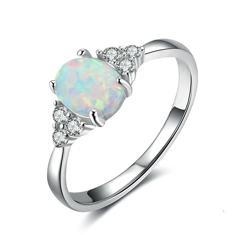 Temperament Classic Wedding Ring Protein Cat Eye Opal Color Sterling Silver Ring