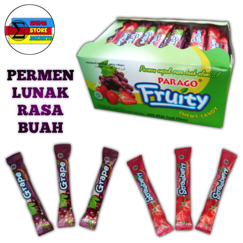 

Permen Lunak Rasa Buah Alami Chewy Candy Parago Fruity [Eceran]