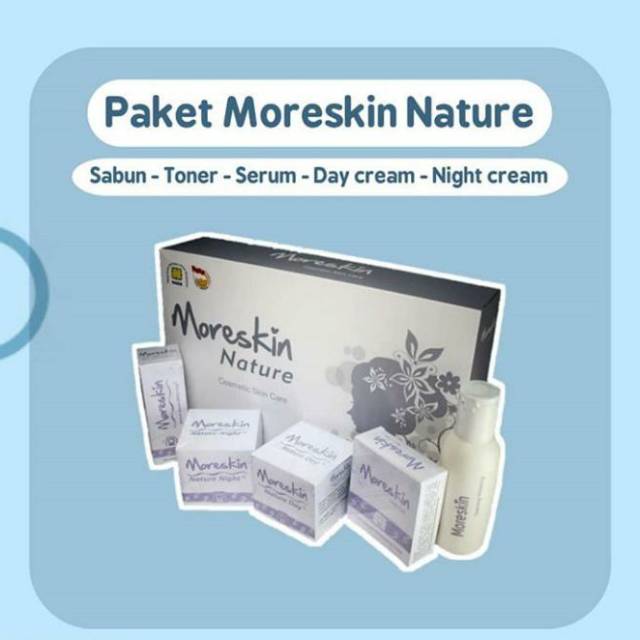 Paket Moreskin Nature (Day cream, night cream, brightening soap, serum, toner)
