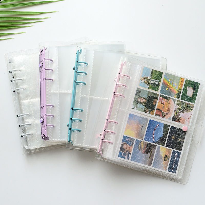 Transparent Binder 3inch 5inch Photo Album with 25 Sleeves Glitter Cover for Photocards Lomo Cards  Card