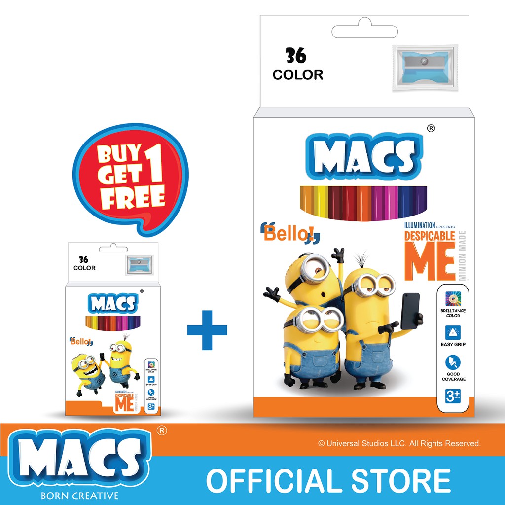 

MACS Pensil Warna segitiga Minion 36 colors BUY 1 GET 1 FREE