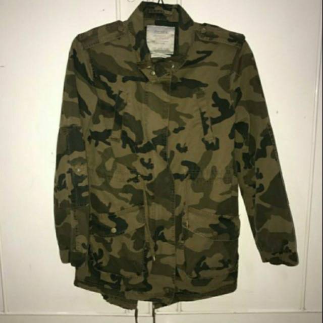 Bershka Camouflage Army Parka Jacket