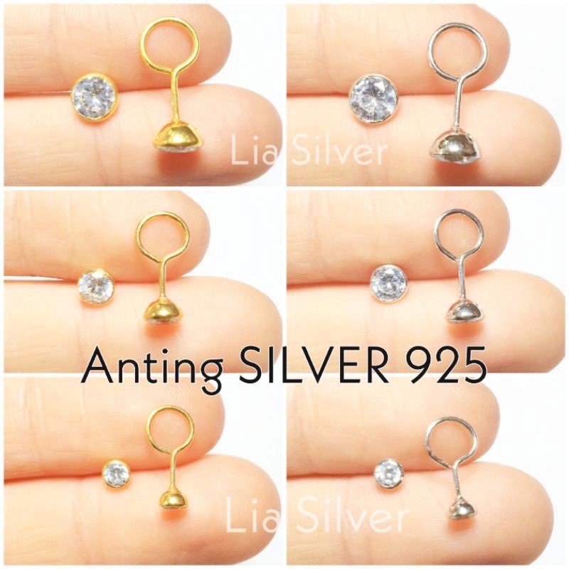 Anting Anak &amp; Dewasa SILVER 925 - Perak Lapis Emas Putih/ Kuning
