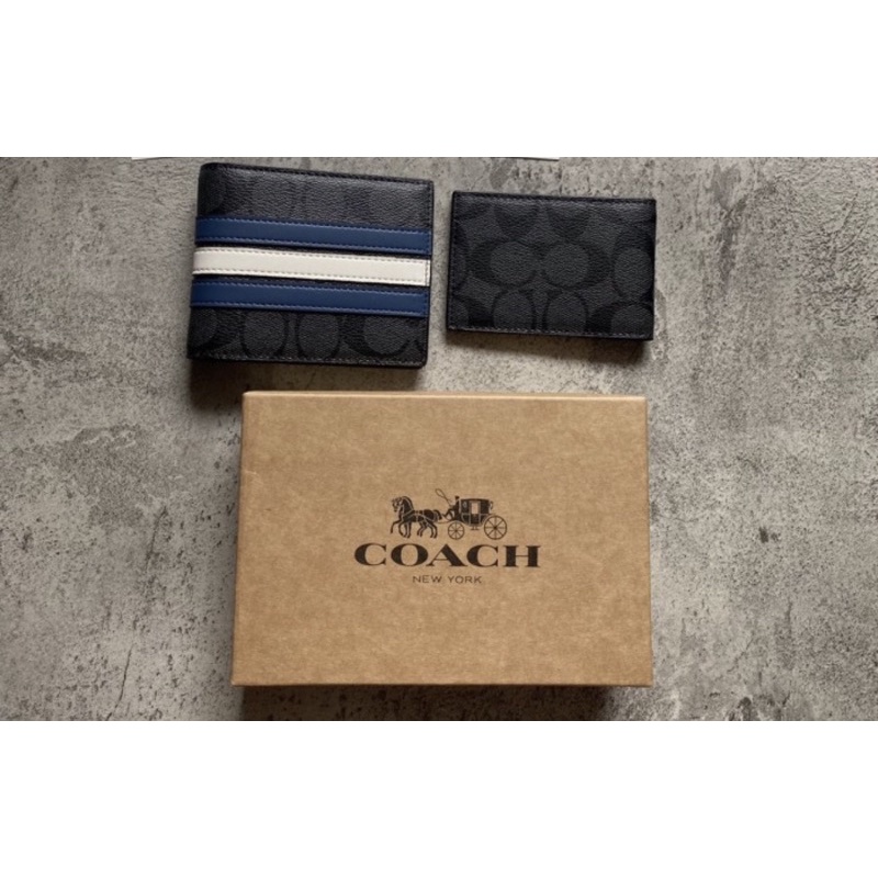 Coach Men Wallet Set Original Stripe