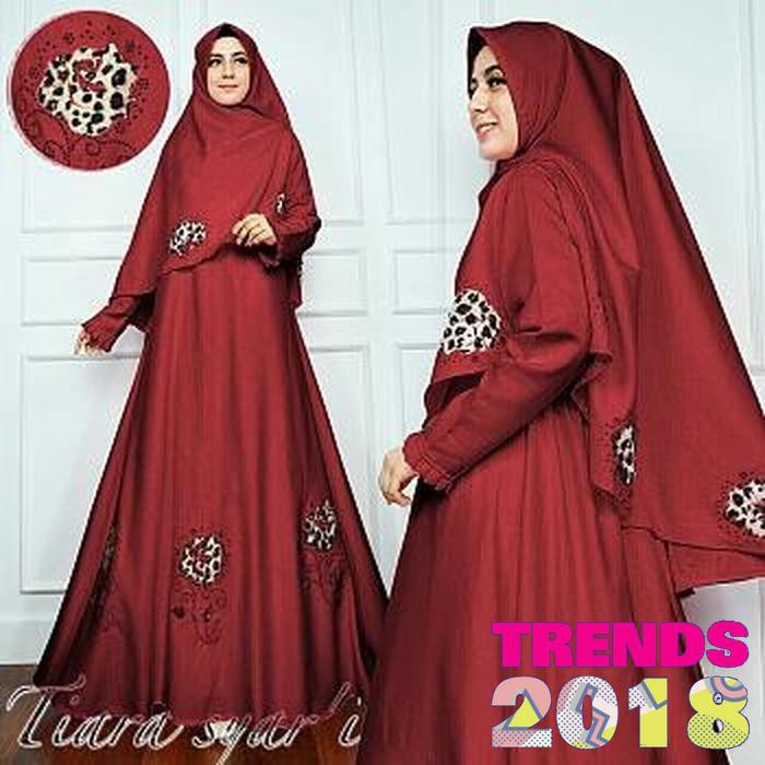 Gamis syari tiara/Gamis Baloteli /Gamis tiara syari - Maroon- XL