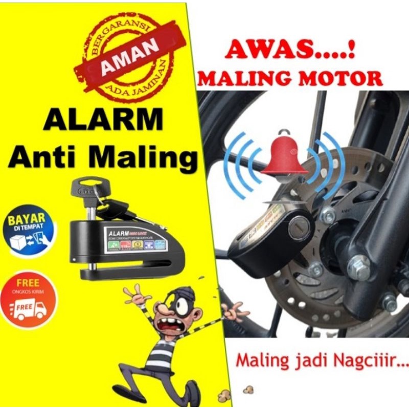 Gembok Alarm Cakram Disc Lock Kunci Alarm Gembok Motor Anti Maling 100% sesuai iklan