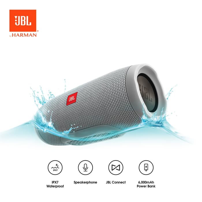 JBL-249 JBL Charge 3 Portable Bluetooth Speaker - Grey
