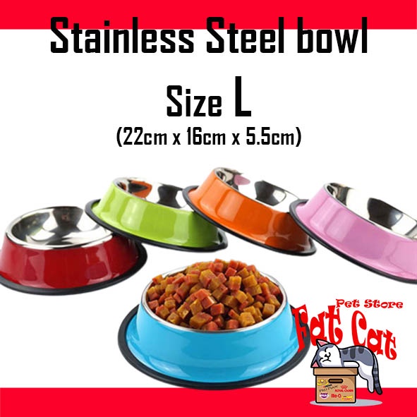 tempat makan kucing anjing Pet Bowl Stainless steel 22cm