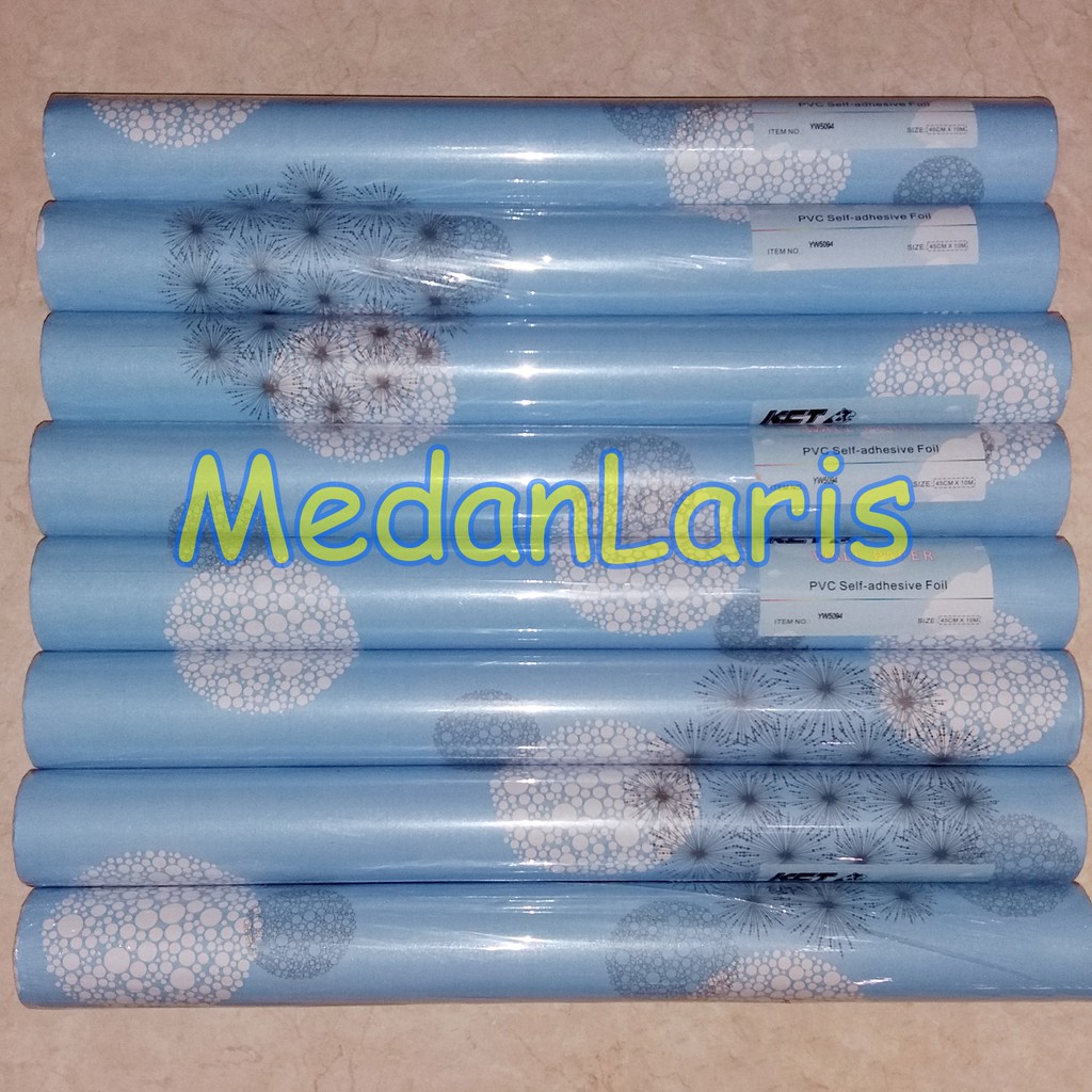 COD Ready WPS Wall Paper Sticker Dinding Bunga Kapas Biru WallPaper Kertas Stiker Laris Manis