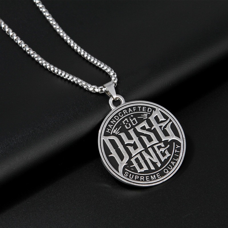 Kalung Rantai Liontin Bulat Bahan Stainless Steel Gaya Hip Hop Untuk Pria Dan Wanita