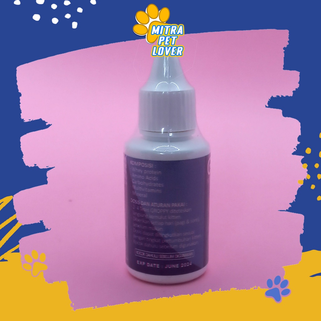 SUPLEMEN MEMPERCEPAT PERTUMBUHAN ANAK ANJING - GROPPY 30 ML ORIGINAL - VITAMIN NUTRISI PERTUMBUHAN ANJING DOG PUPPIES - TINGKATKAN IMUN TUBUH - PET ANIMAL HEALTHCARE AND VETERINARY TAMASINDO OBAT KESEHATAN TERNAK HEWAN BINATANG PELIHARAAN MITRAPETLOVER