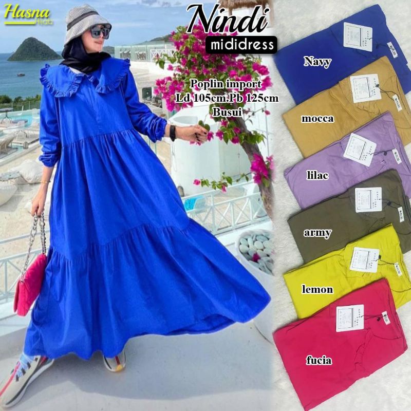 nindi mididress by hasna /Fashion wanita /baju lebaran 2022