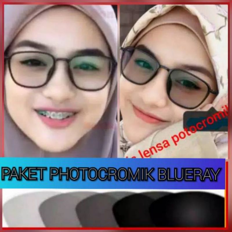 kacamata lensa bluecromic atau photocromic blueray bisa normal minus plus cilinder tergantung permintaan sampai minus 5 cyl 2 harga masih sama tulis saja pesanan kaka di catatan saat order free box lap cairan pembersih kacamata kode 2189 size 52-19-147