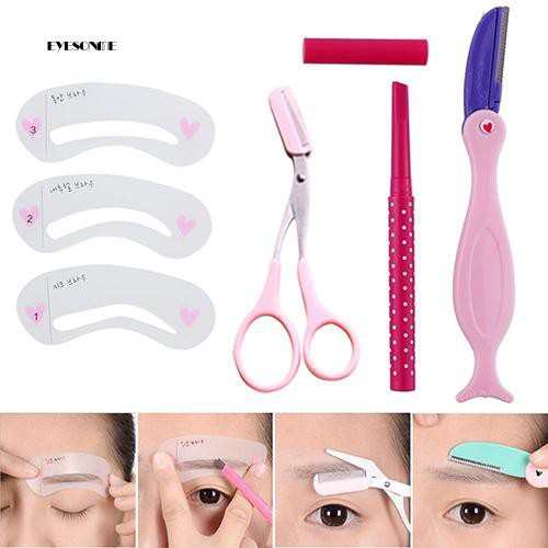 Murah [Bayar Di Tempat]EYe?1 Set Pencukur+Pensil+Gunting+Cetakan Alis