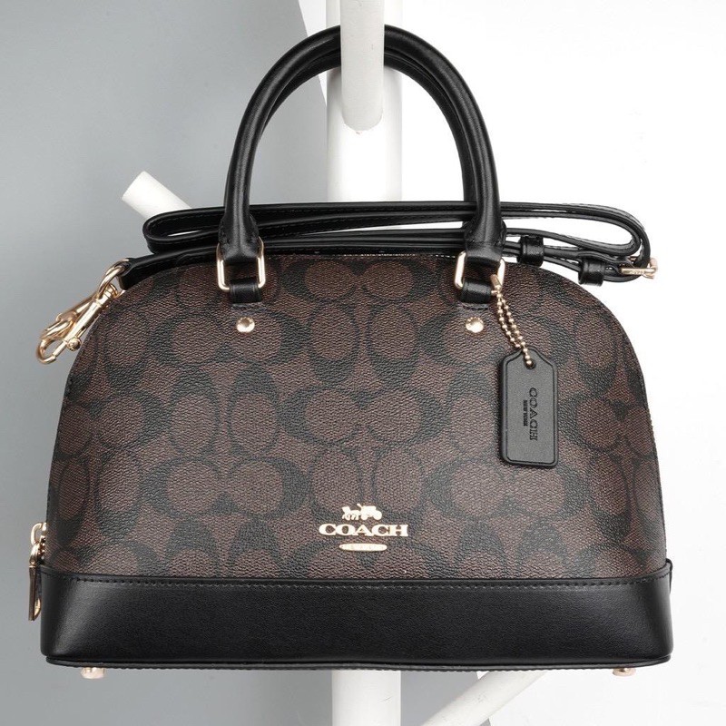 Coach Signature Mini Sierra Mahogany Coach Bag Sierra Handbag Wanita Tas Top Handle Tas Wanita