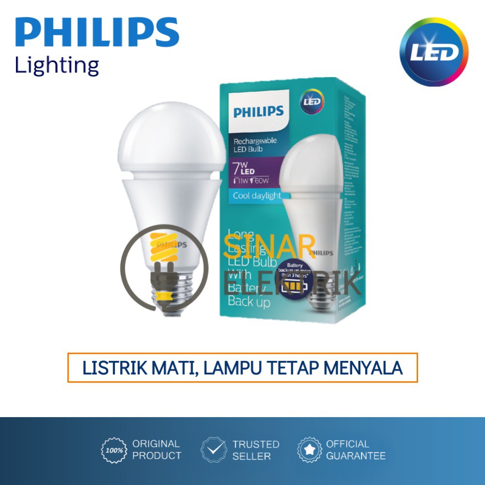 Philips LED Emergency 7.5W 7,5W Putih Lampu Cas Emergensi Darurat Bulb Emergency Ganti 7 W Watt