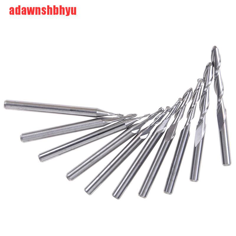 1 Set Shank Carbide Ball Nose End Mill Ukuran 1-3.175mm Untuk Ukiran Cnc