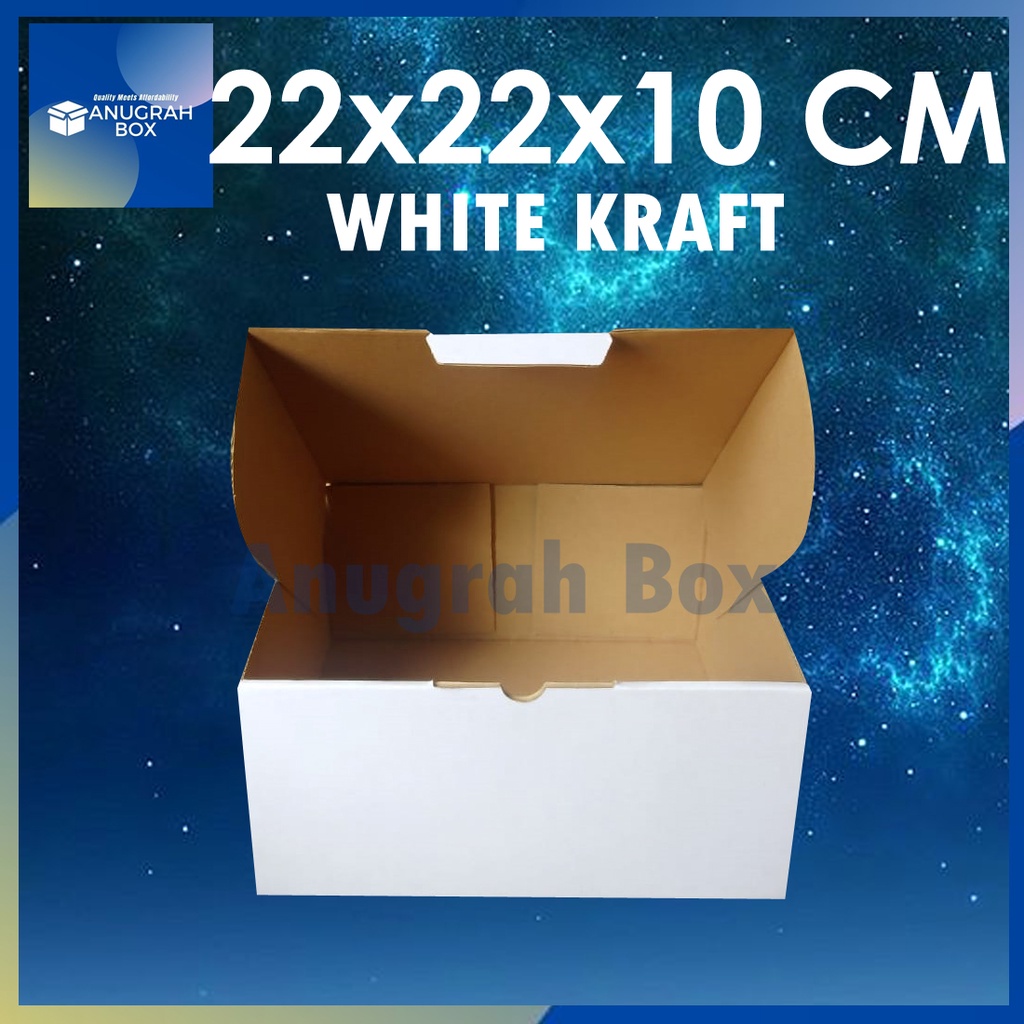 

Kardus PUTIH uk 22x22x10 cm (ECER) Die Cut Box Kotak Packing Aksesoris Baju Makanan Pizza Hijab Kue