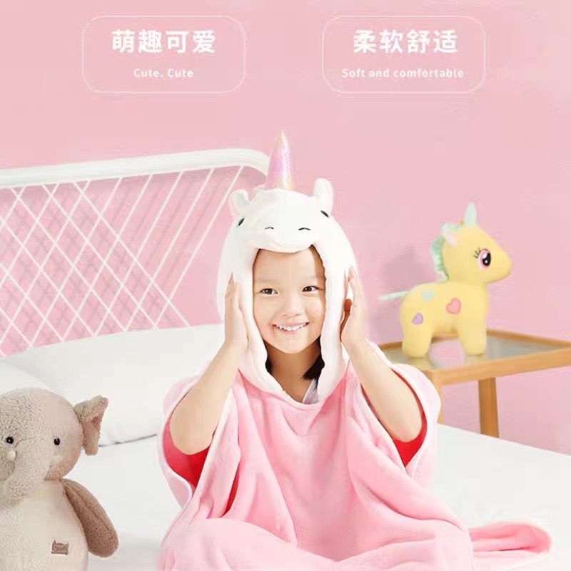 HANDUK ANAK KARAKTER / HANDUK MANDI LEMBUT MOTIF UNICORN / HANDUK MANDI KUPING TIMBUL ANAK / HANDUK DAYA SERAP TINGGI / KIMONO ANAK MOTIF LUCU/ CUTE HOODIE TOWEL / PIYAMA KIMONO ANAK PEREMPUAN &amp; LAKI-LAKI