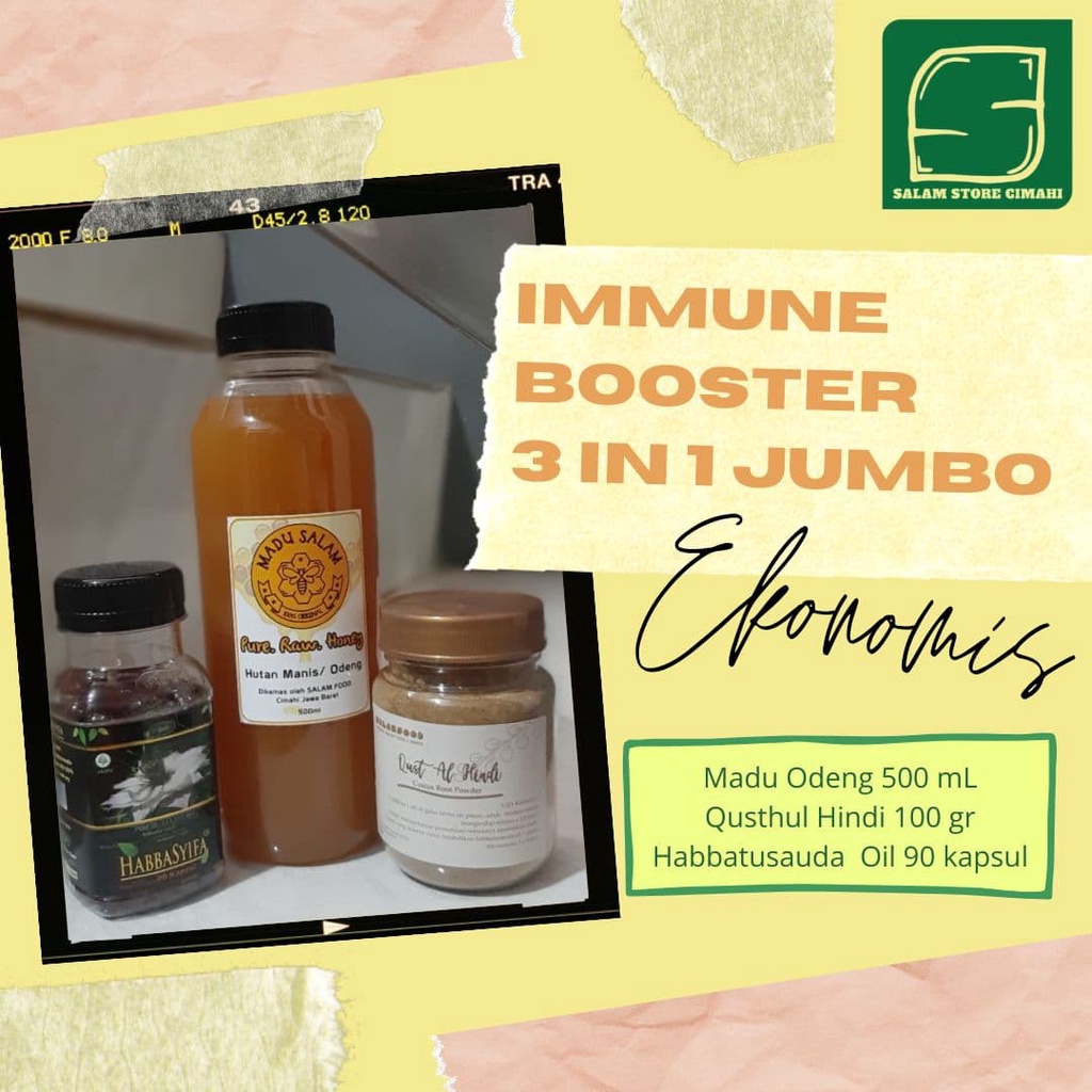 

Madu 500 mL + Qusthul Hindi 100 gr + Habbasyifa OIL 90 Kapsul - Immune Booster 3 in 1 - Bundling Madu Herbal Ekonomis - Madu Asli & Murni /Raw & Pure Honey + Kayu Hindia/ Qust Al Hindi + Habbatusauda Oil 90 Kapsul (Solusi Menaikkan imunitas-Booster Alami)