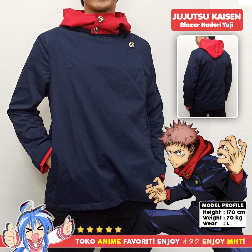 Blazer Jaket Anime Gakuran Jujutsu Kaisen Itadori Yuji Sukuna Cosplay