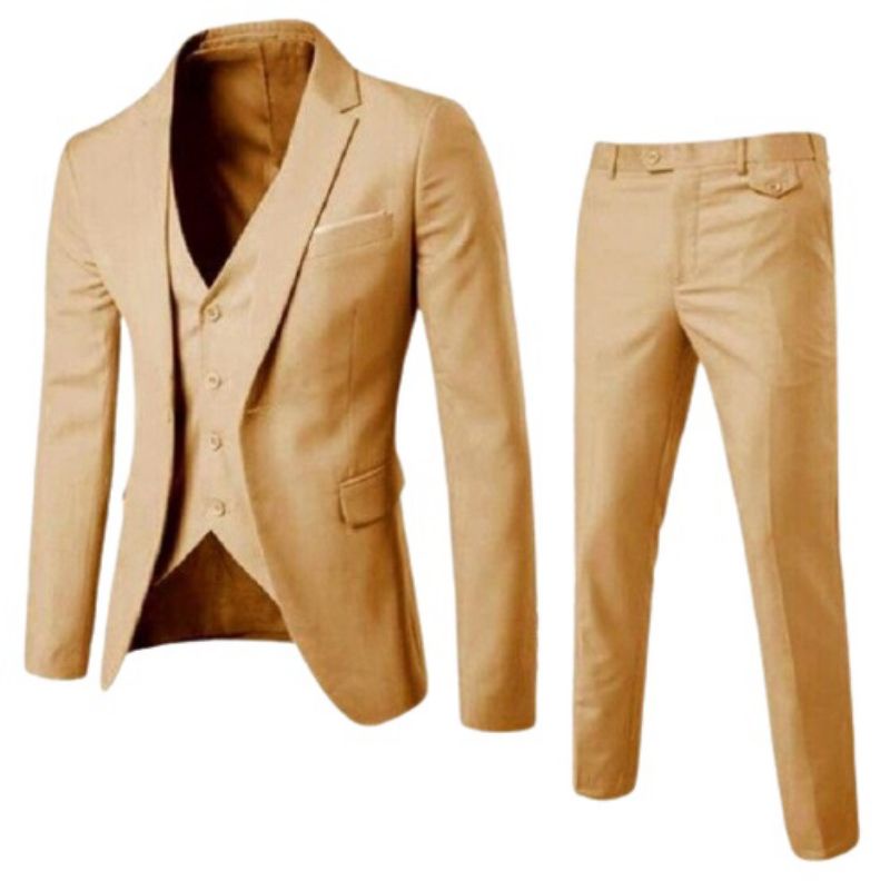 SETELAN JAS CELANA FORMAL PRIA SLIM FIT CREAM | JAS NIKAH TERBARU 2022