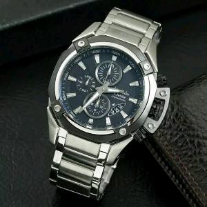 Jam Tangan Original Alexandre Christie AC 6225 Men Silver Black  Murah