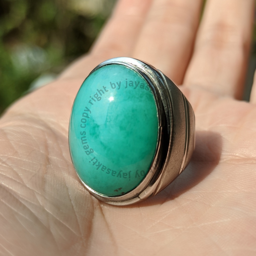 Natural Batu Akik Bacan Doko Pido Full Kristal Ring Monel BDP06