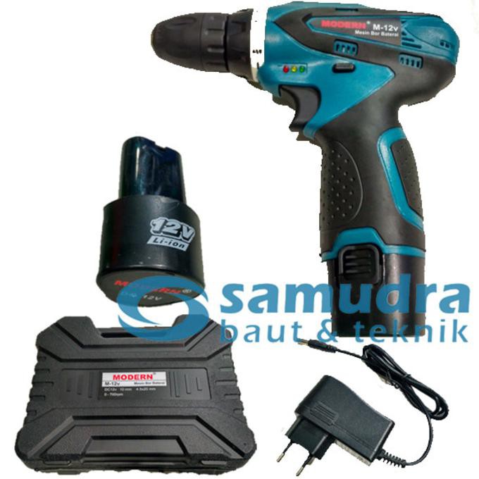 DISKON BESAR Mesin Bor Baterai MODERN M-12v Cordless Drill Tanpa Kabel