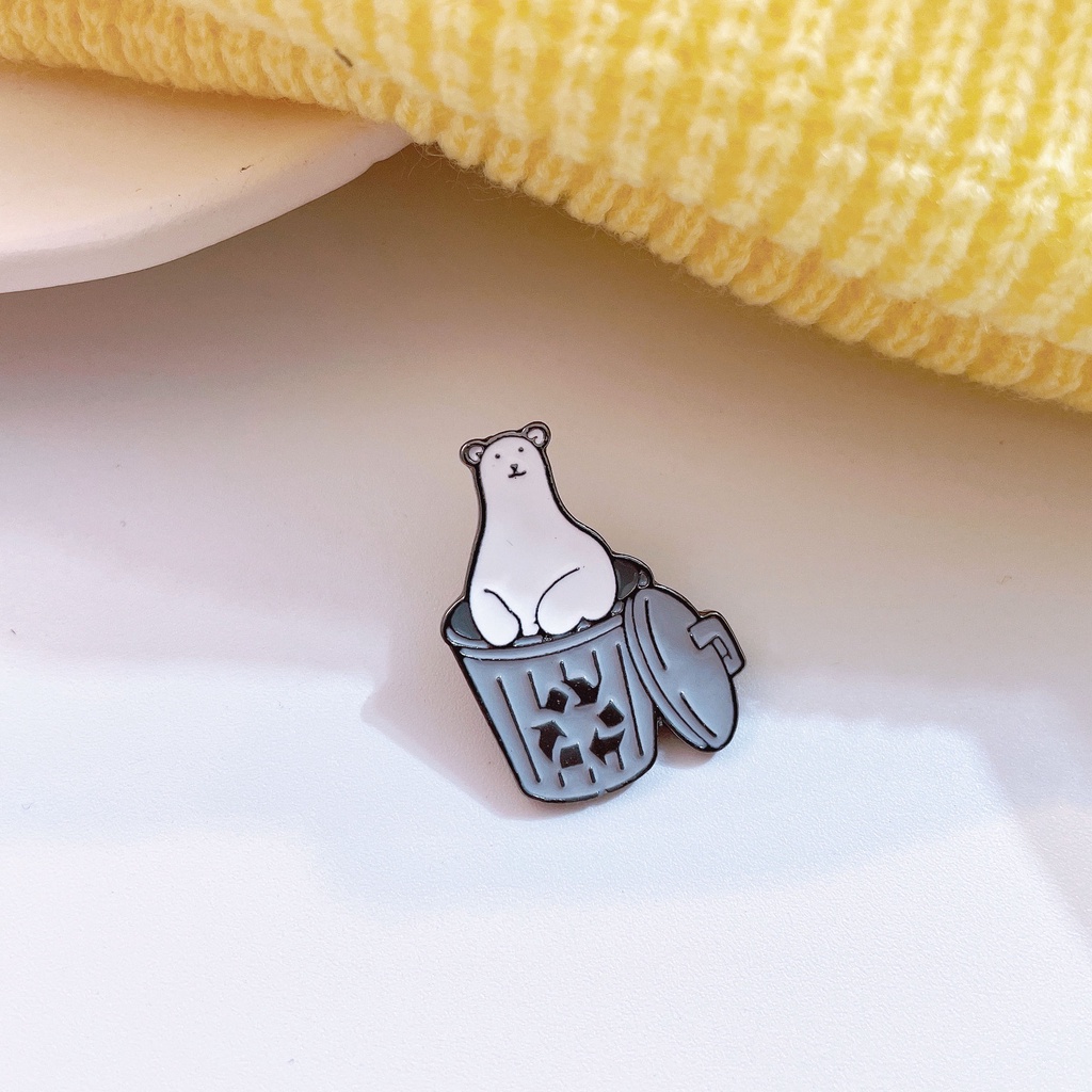 Kartun lucu kelinci anjing beruang hewan paduan bros lencana pria dan wanita mahasiswa tas pakaian d