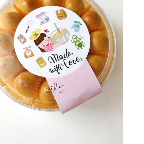 

❅ (SN07) stiker made with love untuk toples 500gr (uk 8x15cm) ✪