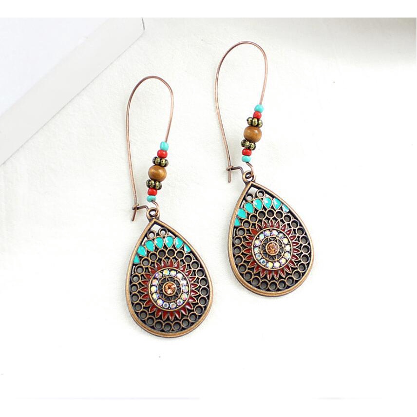 Pribadi fashion retro berbentuk drop anting-anting panjang enamel anting-anting ornamen fashion Baru