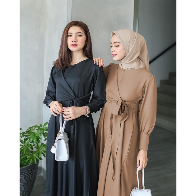 Raya Dress Gamis Wanita Syari Busana Muslim Terbaru Modern Maxi Lengan Balon Outfit Muslimah-0
