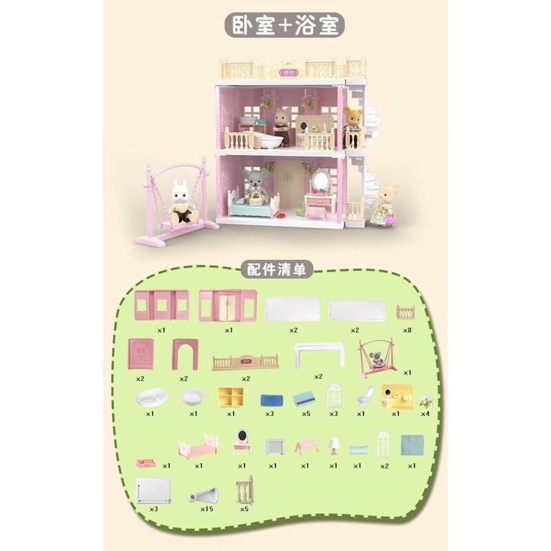 Koala Diary Doll House - Koala Town House   Koala Bedroom Bathroom Kitchen sylvanian family alike - kado anak cewek - hadiah anak cewek